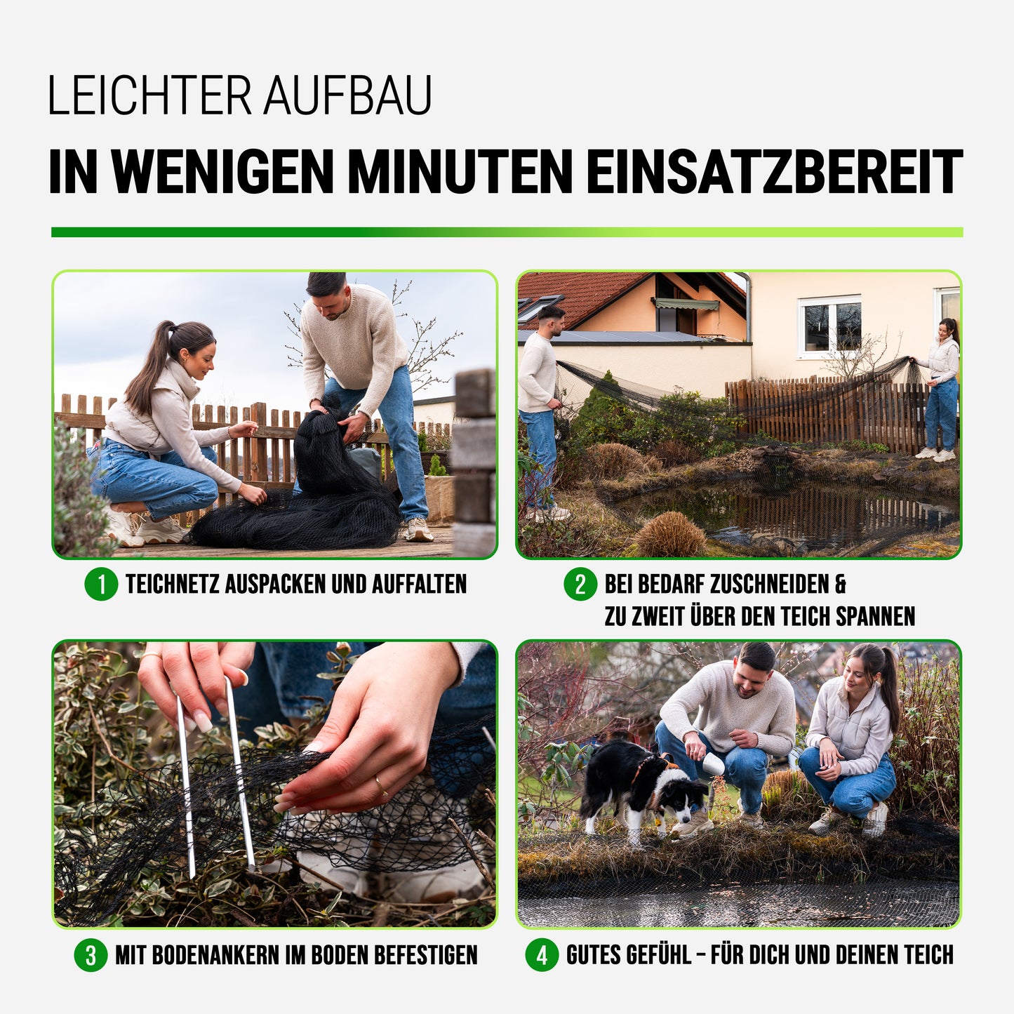 Vogelschutznetz Teichnetz Vogelabwehr | 30g/m² UV- und witterungsbeständiges HDPE 15x15mm schwarz | Gartennetz feinmaschig robust dehnbar zuschneidbar | Vogelnetz Fischreiherabwehr
