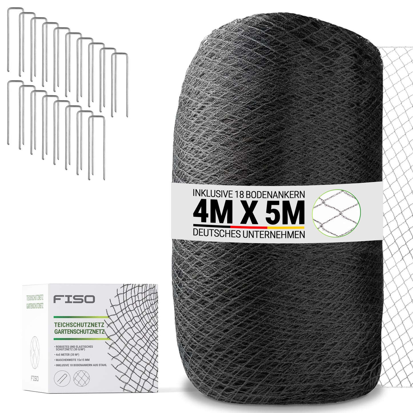 Vogelschutznetz Teichnetz Vogelabwehr | 30g/m² UV- und witterungsbeständiges HDPE 15x15mm schwarz | Gartennetz feinmaschig robust dehnbar zuschneidbar | Vogelnetz Fischreiherabwehr