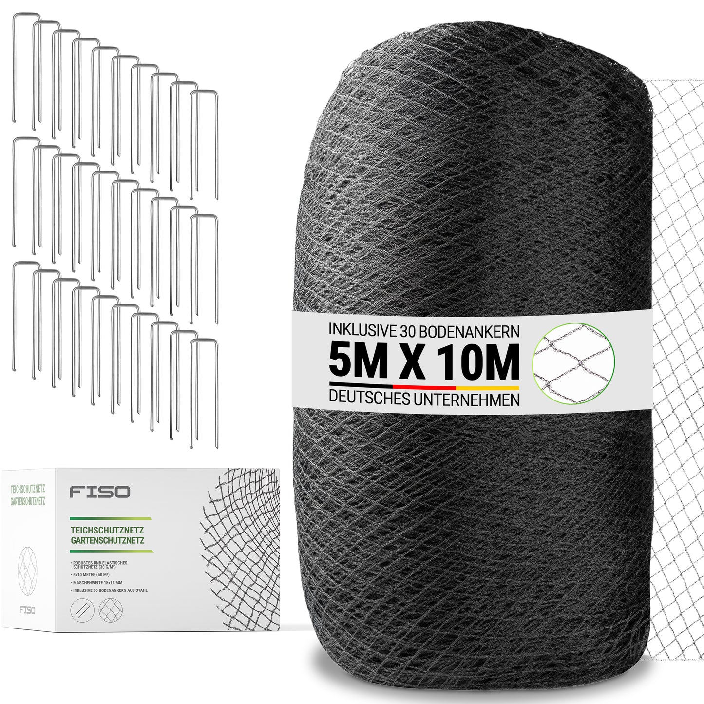 Vogelschutznetz Teichnetz Vogelabwehr | 30g/m² UV- und witterungsbeständiges HDPE 15x15mm schwarz | Gartennetz feinmaschig robust dehnbar zuschneidbar | Vogelnetz Fischreiherabwehr