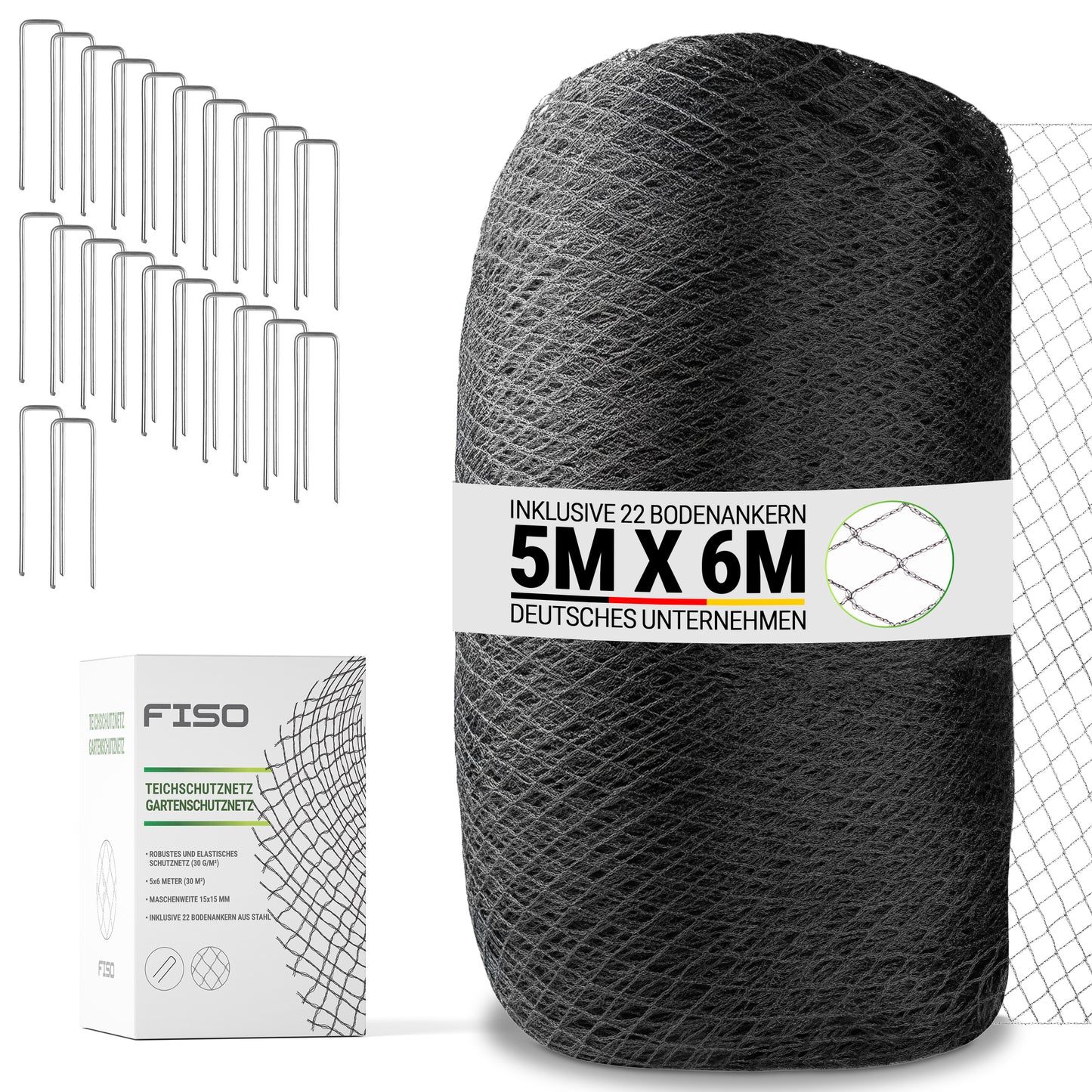 Vogelschutznetz Teichnetz Vogelabwehr | 30g/m² UV- und witterungsbeständiges HDPE 15x15mm schwarz | Gartennetz feinmaschig robust dehnbar zuschneidbar | Vogelnetz Fischreiherabwehr