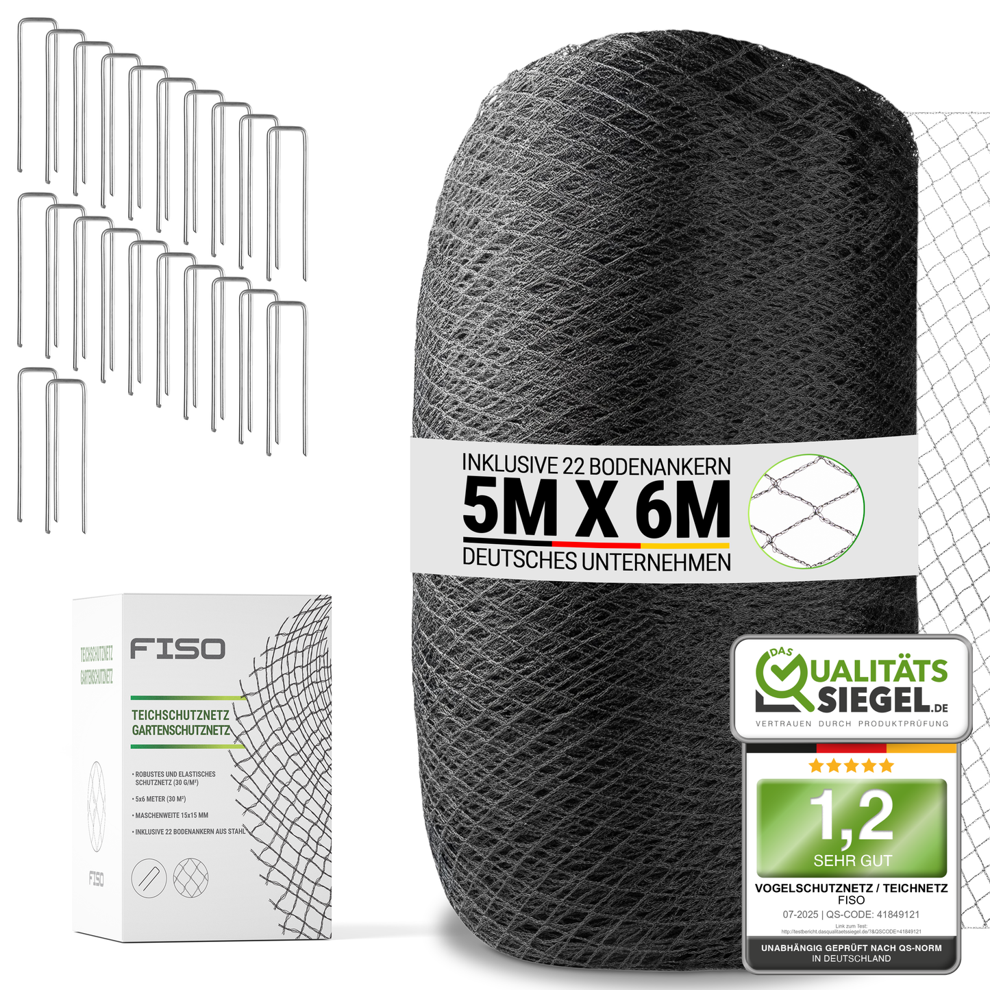 Vogelschutznetz Teichnetz Vogelabwehr | 30g/m² UV- und witterungsbeständiges HDPE 15x15mm schwarz | Gartennetz feinmaschig robust dehnbar zuschneidbar | Vogelnetz Fischreiherabwehr