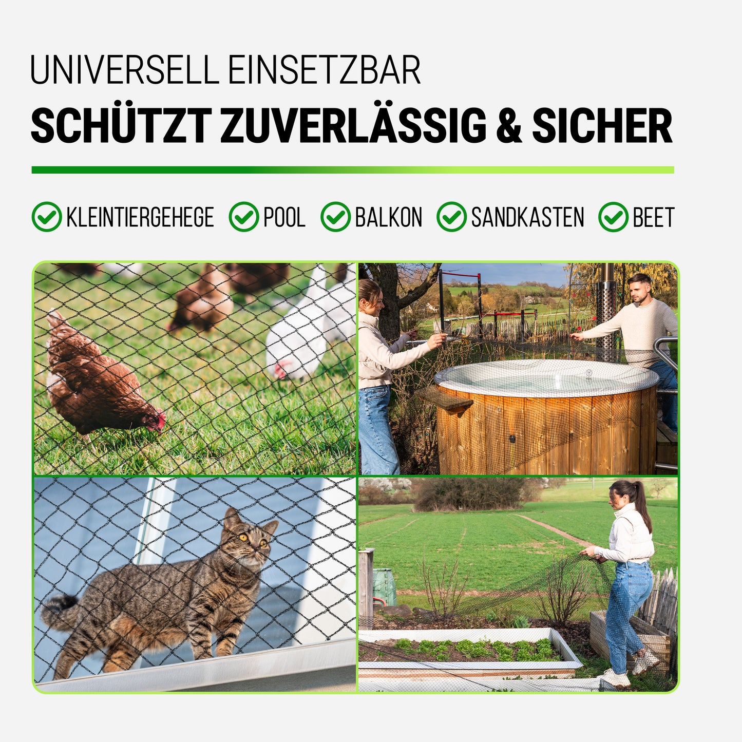 Vogelschutznetz Teichnetz Vogelabwehr | 30g/m² UV- und witterungsbeständiges HDPE 15x15mm schwarz | Gartennetz feinmaschig robust dehnbar zuschneidbar | Vogelnetz Fischreiherabwehr