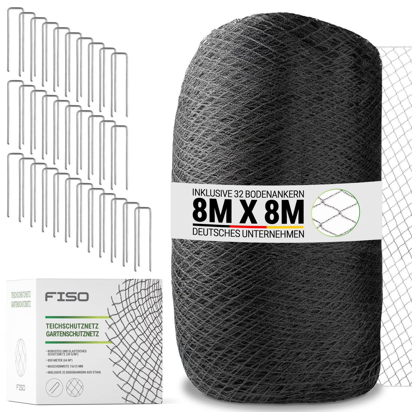 Vogelschutznetz Teichnetz Vogelabwehr | 30g/m² UV- und witterungsbeständiges HDPE 15x15mm schwarz | Gartennetz feinmaschig robust dehnbar zuschneidbar | Vogelnetz Fischreiherabwehr